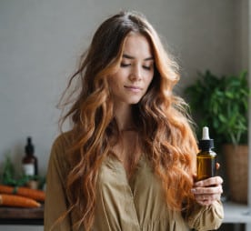 A women hold a carrot seed oil